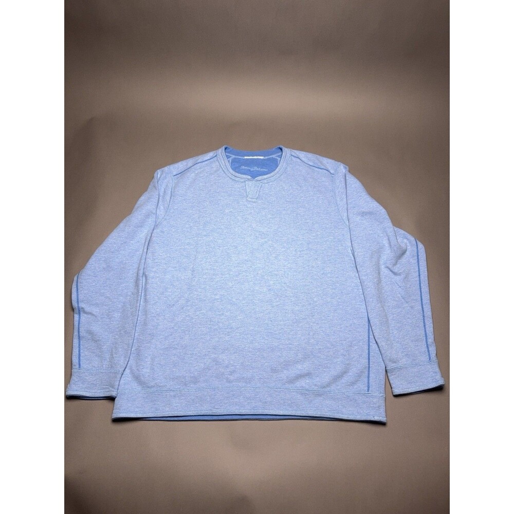 Tommy Bahama Mens Reversible Crewneck Sweatshirt Grey Blue Contrast Stitch 2XL